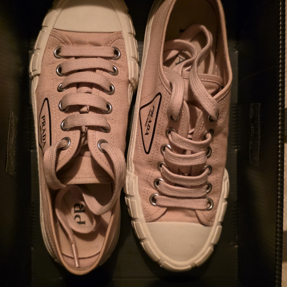Prada Blush Pink Canvas Low-Top Sneakers
